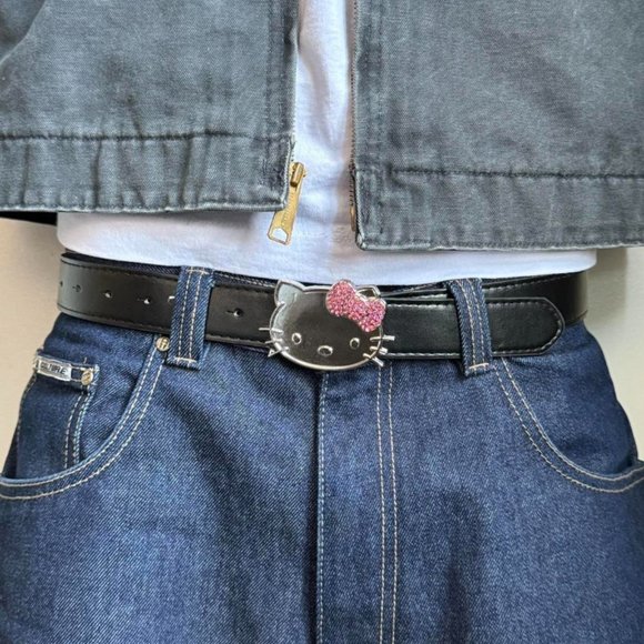 Y2K 2000s Hello Kitty rhinestone crystal grunge goth emo punk belt - Picture 1 of 7
